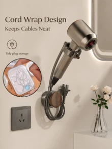 Hands-Free Wall-Mounted Hair Dryer Holder | 360° Rotating & Height Adjustable | Suction Cup Installation | Convenient Hands-Free Design | No Drilling Required | Durable & Sturdy Material | Autumn/Winter Essential | Suitable For Most Hair Dryers - Multicolor - View 11