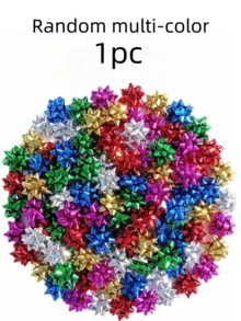 1pc/30pcs/80pcs Holographic Multicolor Christmas Star Bow Set, 3D Shiny Gift Wrapping Flower, Curled Ribbon Christmas Tree Hanging Ornament, Holiday Party Gift Box Decoration - Ribbon Bow - View 19