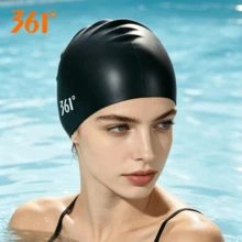 361degree 1pc 361° Ear Protection Waterproof Textured Silicone Swim Cap, High Elasticity Non-Slip Full Coverage Long Hair Swimming Cap, Unisex Adult Comfortable Bath Cap, Suitable For Pool Swimming, Beach Surfing And Water Sports - Multicolor - View 1
