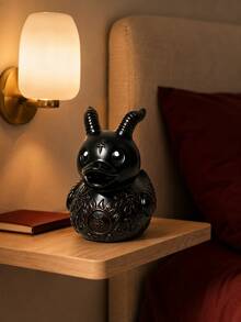 1pc 3.15 Inch Resin Gothic Punk Duck Figurine, Black Demon Horns And Bronze Chain Spike Design, Desktop Home Decor, Halloween Decoration And Unique Gift - Multiple 3 - View 8