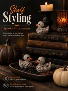 Halloween Hell Skull Duck Resin Figurine, Spooky Cute Mini Animal Ornament, Holiday Tabletop Decor For Home Indoor Party Scene Layout - A - View 8