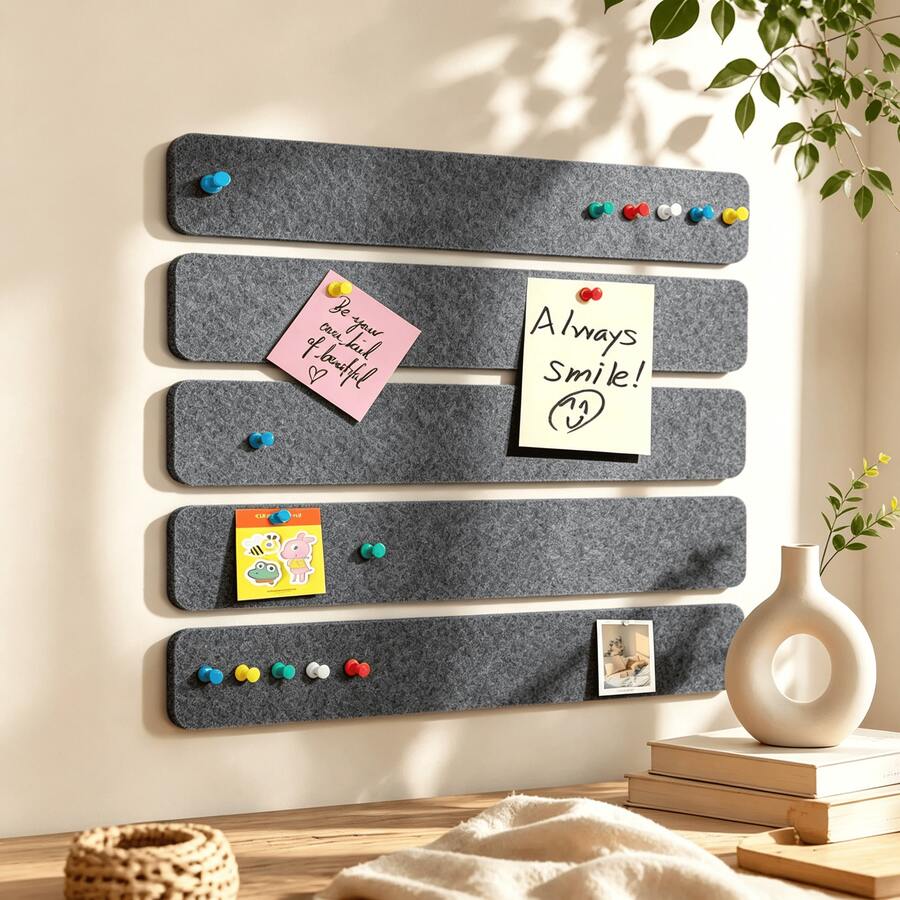 5pcs Felt Memo Board With 35 Pins - Detachable Bulletin Board, Notice Board, Photo DIY Handmade Board, For Room Decoration, Party Photo Display, Surprise Announcement, Wall Storage, Suitable For Bedroom/Study/Living Room/Office/Classroom/Dormitory (1pc Without Pins) - Felt Board - View 1