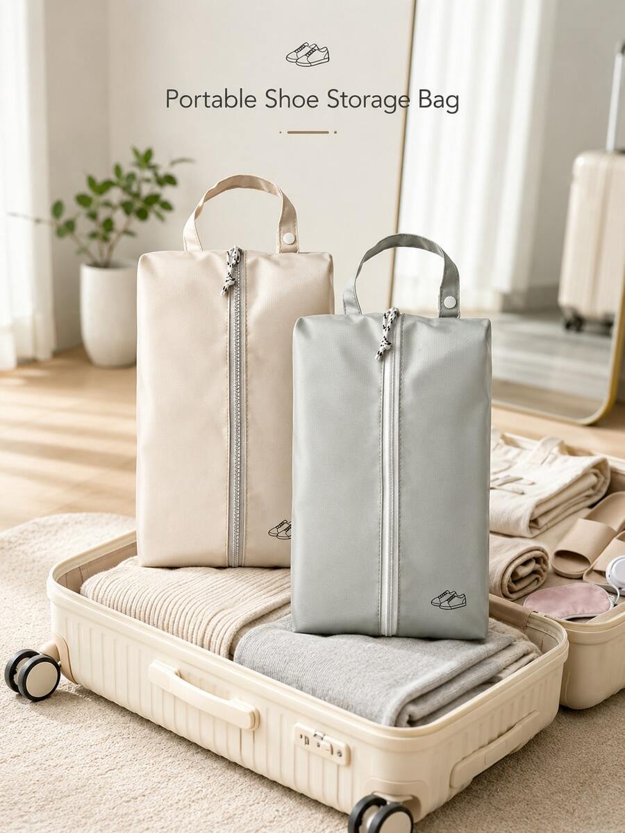 Modern Minimalist Rectangular Compartment Zipper Shoe Storage Bag, Portable Travel Sports Shoe Storage Bag, Suitable For Luggage, Gym, Business Trip, Vacation, Weekend Getaway, Outdoor Travel, All Seasons - Multicolor - View 1