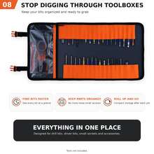 TKIGZNW T026 Roll Tool Storage Bag 1Pc Thick 1680D Oxford Cloth 33 Elastic Slots Drill Bit Hardware Organizer For Electrician DIY Repair - Black - View 9