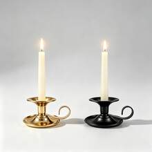 Christmas Wedding Candle Holder Black/Gold With Drip Tray Curved Handle Halloween Table Centerpiece Home Decor Ornament - Multicolor - View 1
