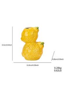 1/2件可愛水果造型陶瓷花瓶，獨特橘子檸檬草莓花卉容器，俏皮鄉村風廚房居家裝飾，客廳與牆面層架藝術擺飾，精緻禮物，適用於乾燥花與蘆葦草花藝插花，聖誕居家裝飾 - 多色2 - 查看 16