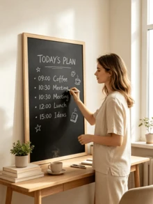 1pc Wooden‑Framed Message Board, Dual‑Use For Tabletop Display And Wall Mounting, Erasable Wall‑Mount Chalkboard, Multi‑Functional Memo Board, Suitable For Home, Office, Study And Classroom - one-size - View 2