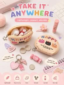 XD 12pcs/6pcs/3pcs/1pc Casual Cartoon Dachshund Mini Kids Zipper Coin Purse, Cute Student Portable Coin Pouch, Multi-Function Storage Small Bag, Small Wallet For Coins, Earphones, Access Cards - Multicolor - View 4
