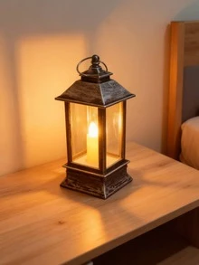 1pc Vintage Handheld LED Flameless Candle Light (Battery Included), Indoor Room Desktop Decor LED Night Light, Home Decoration Lantern Hanging Light, Holiday Party Event LED Decorative Light, Festival Decoration Ornament - Long Lantern - View 7