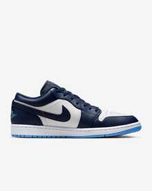 Nike Air Jordan 1 Low Men's Premium Basketball Shoes Blue/Navy 553558-404 - Blue and White - View 9
