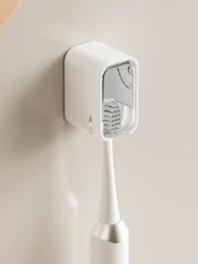 Bathroom Toothbrush Holder, Modern Wall-Mounted Design With Transparent Cover And Compartment Storage, Suitable For Electric Toothbrushes, Universal Design, Ideal For Home, Dorm And Apartment, For Organization And Storage - Multicolor - View 18