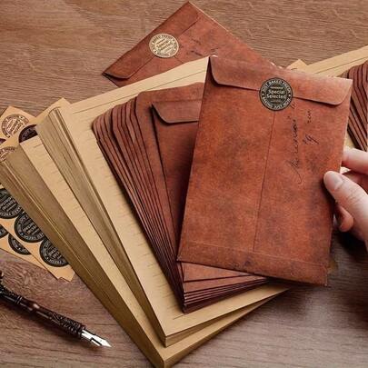Vintage Stationery And Envelope Set, Confession Letter Paper And Envelopes, Exquisite Artistic Minimalist Kraft Paper Envelopes. (Dear Customer, Please Note Our Product Envelopes Are Sold Separately, Without Letter Paper And Stickers)
