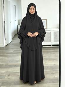 2pcs Set Khimar + Abaya, Loose & Comfortable, Convenient & Quick, Muslim Clothing, Suitable For Women's Daily Wear & Prayer, All Seasons - Multicolor - View 17