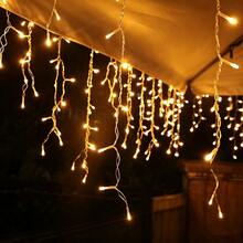 8 Lighting Modes Battery Powered Icicle Lights Curtain Lights, Starry String Lights, Outdoor Engineering Mall Wedding Decoration Lights, Outdoor Atmosphere Lights, Indoor Curtain Lights Christmas Decoration Holiday Lights, Holiday Lighting, Waterfall Lights Yard Decoration, Outdoor Decoration, Garden Fence Railing Decoration, Room Bedroom Hallway Living Room Eaves Decoration String Lights, Wedding Party Decoration - 8-function Battery-powered Fairy Lights - View 11