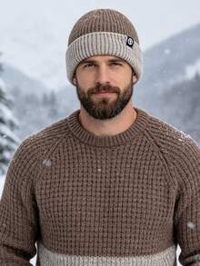 1pc Colorblock Letter Knit Hat, Windproof, Sun Protection, UV Protection, 3D Textured, Foldable, Fashionable Versatile, Elegant Style, Soft & Comfortable, Breathable, Multi-Functional, Flattering Skin Tone, Slimming Face, Suitable For Beach, Outings, Hiking, Cycling - A - View 5