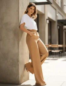 Women Pants - Khaki - View 3