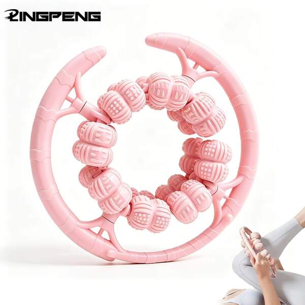 LINGPENG جهاز تدليك الساق بحلقة 32 عجلة، مشبك الساق الدوار لتمارين عضلات الساق والسمانة، أداة لياقة منزلية للاسترخاء وتنحيف الساق