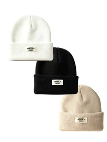 1 buah/3 buah Topi Rajut Bayi dengan Tempelan Huruf, Cocok untuk Bayi dan Balita, Hangat di Musim Dingin, Unisex, Pakaian Luar Ruangan - MultiWarna - View 13