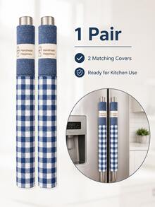 1 Pair Washable Fabric Refrigerator Door Handle Covers, Kitchen Appliance Handle Protectors For Fridge, Microwave & Oven, Helps Reduce Fingerprints, Smudges & Dust, Blue, Green Or Purple - Multicolor - View 11