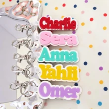 Custom Acrylic Name Tag Keychain, Suitable For Backpacks, Diaper Bags, Lunch Boxes, Gifts For Women, Families And Girls, Laser-Cut - Silvery - View 4
