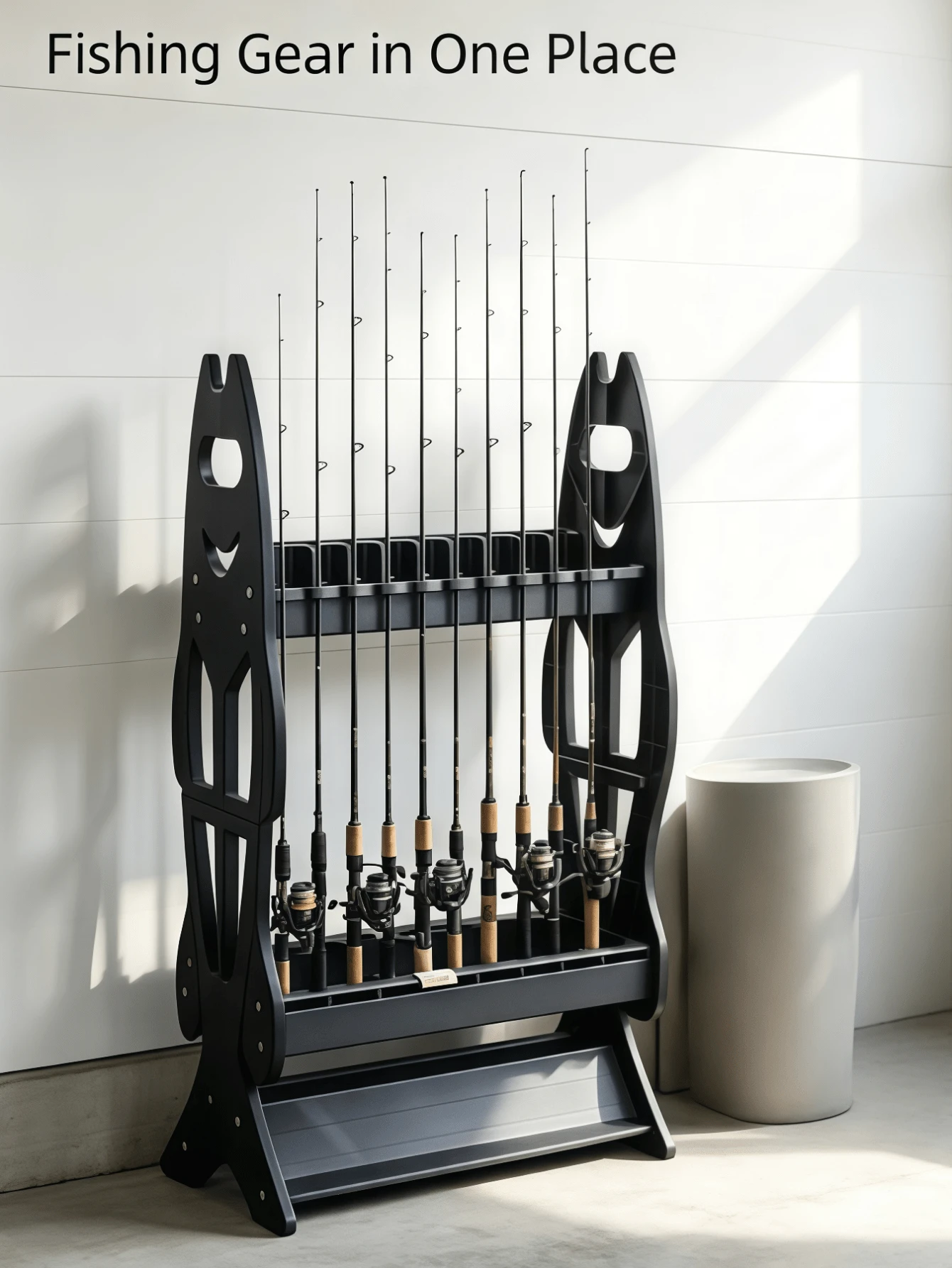 Floor Standing Fishing Rod Rack, Holds 16 Fishing Poles, Portable Fishing Rod Storage Holder, Multifunctional Organizer For Fishing Rods, Trekking Poles, Ski Poles, Garage & Indoor Fishing Gear Storage, Color Shipped At Random