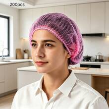 Thickened Disposable Non-Woven Strip Cap 100/200pcs, High Elasticity Dust-Proof Hair Cover, Suitable For Beauty Salon, Wellness Center, Kitchen And Outdoor Work, Can Be Used For Home Cleaning, Sleep Hair Care And Daily Use, Multiple Colors Available - Multiple Styles - View 12