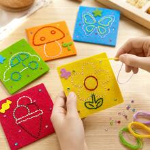 1/3/5pcs Kids DIY Felt Sewing Material Kit, Car Mushroom Flower Ice Cream Butterfly Patterns, Hand-Eye Coordination Fine Motor Skills Training Handmade Toy - Multicolor - View 6