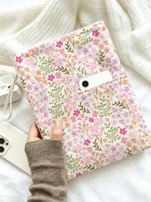 1pc Colorful Floral Quilted Zipper Book Cover, 11.02" X 8.66", With Handle For Easy Carrying, Can Store Books, Tablets, Stationery, Thickened Protective Cover, Ideal Choice For Book Lovers, Back To School Essential, Gift For Family, Friends, Teachers, Halloween Gift, Christmas Gift - Multicolor - View 11