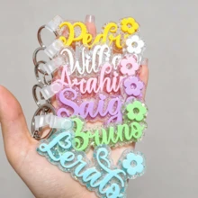1pc Customized Acrylic Bag Charm Keychain 3D Backpack Pendant Acrylic Name Tag Lunch Box Tag Luggage Tag Diaper Bag Charm Backpack Pendant Gift For Mom - Silvery - View 2