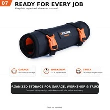 TKIGZNW T026 Roll Tool Storage Bag 1Pc Thick 1680D Oxford Cloth 33 Elastic Slots Drill Bit Hardware Organizer For Electrician DIY Repair - Black - View 7
