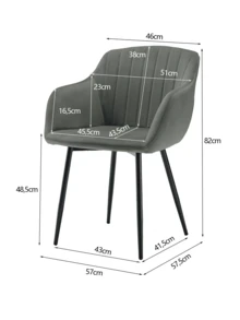Goeurvant Contemporary Vertical-Stripe Upholstered Dining Chairs With Armrests & Metal Legs For Dining Room, Kitchen, Living Room - Set Of 2 / Set Of 4 / Set Of 6 - Light Grey - 淺灰色 - 查看 11