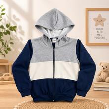 Jaqueta Infantil Masculina Moletom Com Capuz e Zíper Casaco Menino Inverno Confortável - Cinza - Visão 3