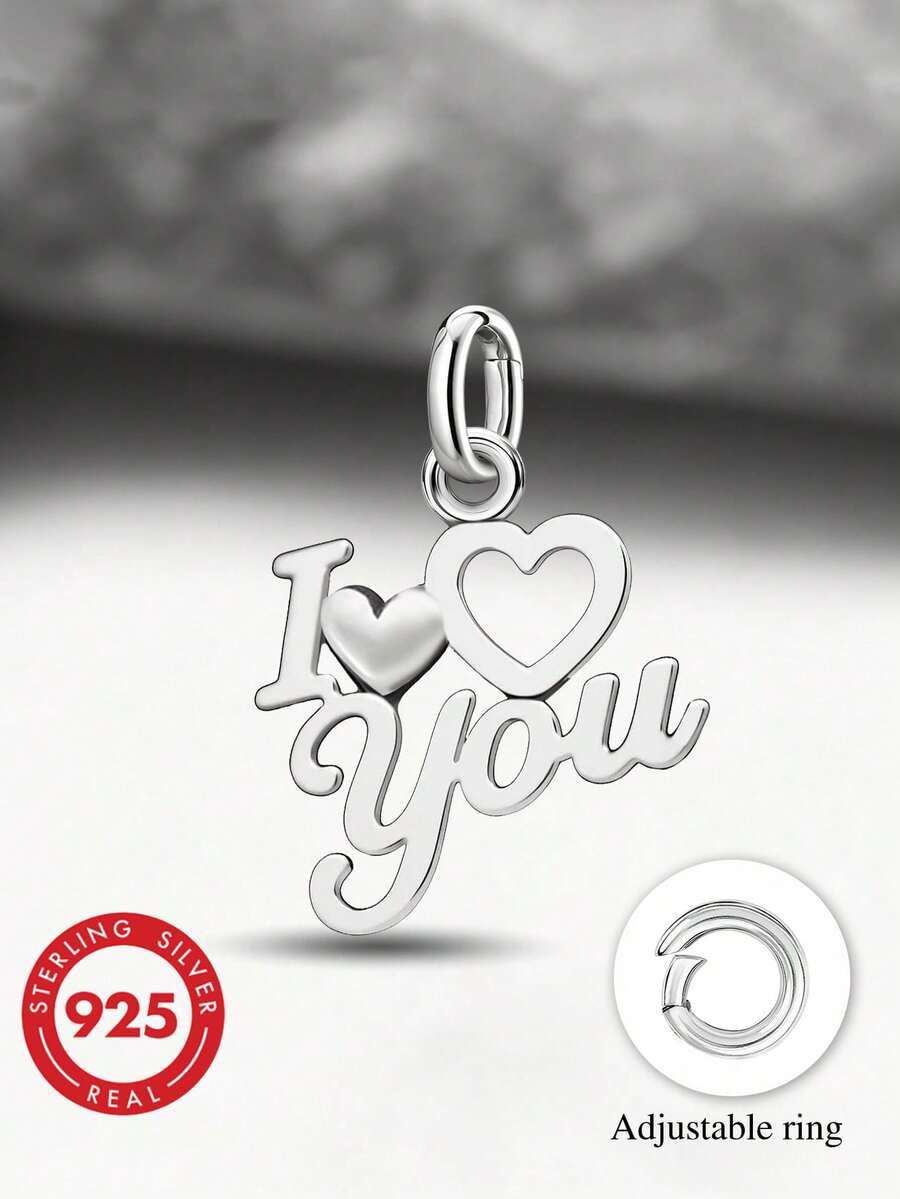1件 I Love You 手寫字吊墜 DIY 串珠手鍊配件，精緻禮物，返校必備，青少年學生背包掛飾，大學生活必需品