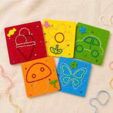 1/3/5pcs Kids DIY Felt Sewing Material Kit, Car Mushroom Flower Ice Cream Butterfly Patterns, Hand-Eye Coordination Fine Motor Skills Training Handmade Toy - Multicolor - View 3