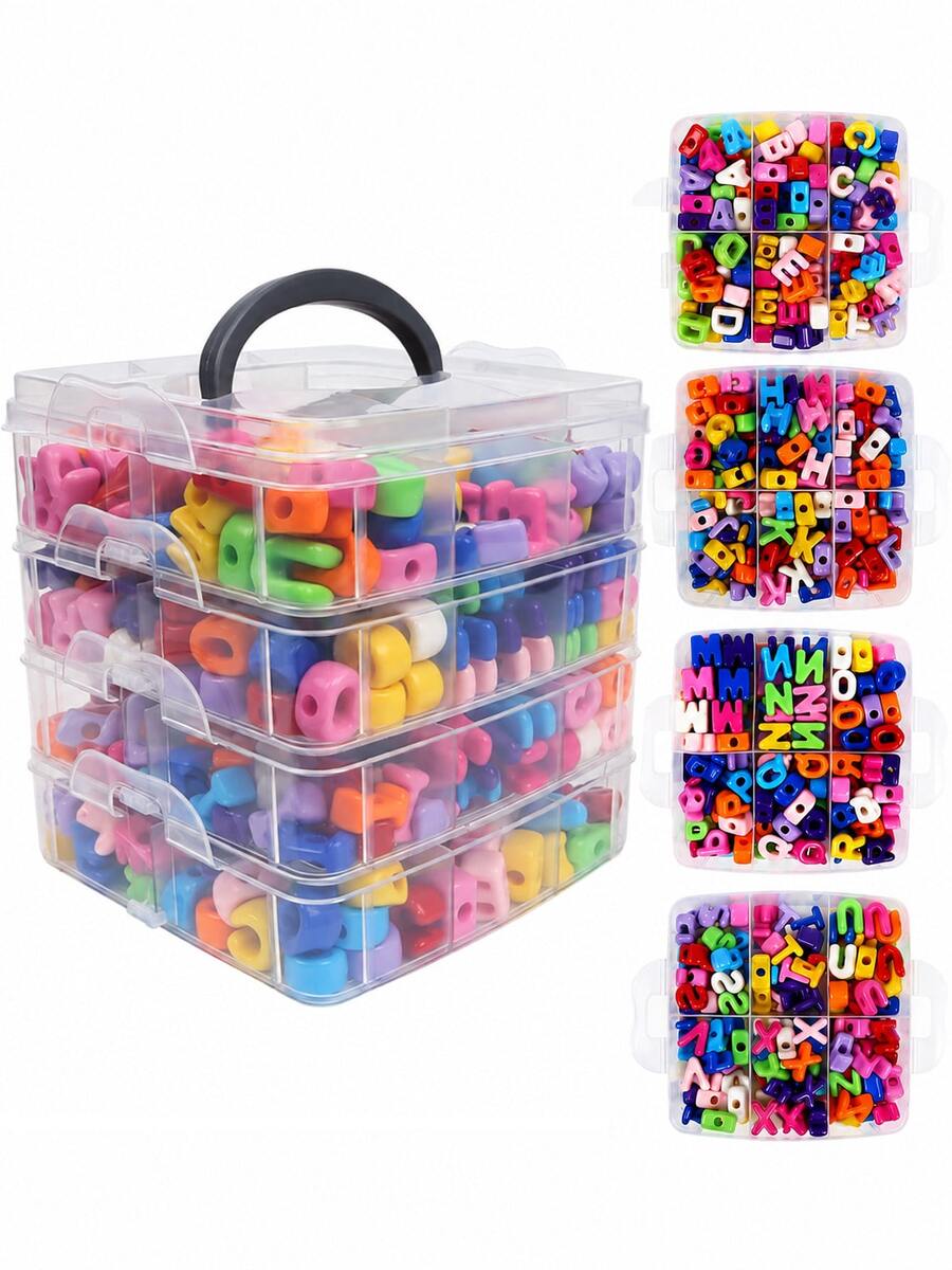480pcs Large Letter Beads, Colorful Acrylic Chunky Beads, Large Hole Design, Suitable For Keychains, Bracelets And Pendants, Jewelry Making Accessories - Large Letter Beads - View 1