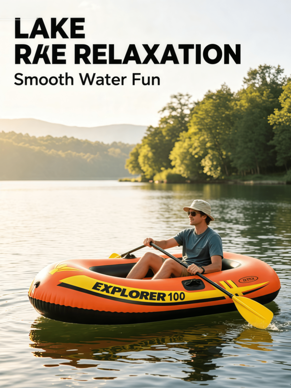 Nouveau kayak gonflable monoplace 1,47 m, bateau gonflable à dérive renforcé et résistant à l'usure, bateau en caoutchouc portable et pliable pour la pêche en extérieur sur lac et rivière, divertissement aquatique à la plage, radeau gonflable léger pour les sports nautiques d'été
