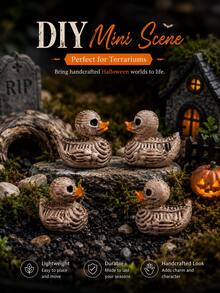 Halloween Hell Skull Duck Resin Figurine, Spooky Cute Mini Animal Ornament, Holiday Tabletop Decor For Home Indoor Party Scene Layout - A - View 5