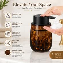 Dispensador de jabón de vidrio de mármol ámbar, botella con bomba recargable para jabón líquido, loción y lavado de manos, adecuado para la encimera de la cocina y el baño - Multicolor - Ver 9
