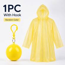 3/5/10pcs Portable Rain Poncho Balls, Random Color Disposable Raincoat With Storage Box And Hook, Lightweight Waterproof Travel Camping Cape, 1/2pcs - Multicolor - View 12