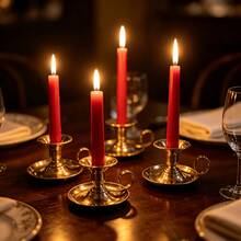 Christmas Wedding Candle Holder Black/Gold With Drip Tray Curved Handle Halloween Table Centerpiece Home Decor Ornament - Multicolor - View 6