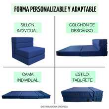 Sofá Cama Individual 190x70x15 Poliéster - Azul Marino - Ver 3