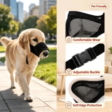 Breathable Mesh Dog Muzzle Anti-Barking Anti-Biting Adjustable Pet Mouth Cover Prevent Eating Garbage Training Muzzle For Small Medium Large Dogs - Pink - View 4