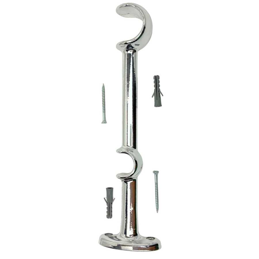 Suporte Duplo Alongado Para Varão De Cortina 28mm E 19mm Alumínio Maciço Cromado Luxo Unidade Bella Arte Acompanha Buchas E Parafusos Alta Resistência Fácil Instalação Ideal Para Cortina Com Blackout E Voil Acabamento Premium