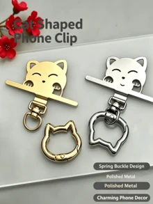Cat-Shaped Phone Lanyard Fixing Clip, Detachable Phone Lanyard Connector, Cute Chain Buckle Phone Case Accessory, Suitable For Daily Outdoor Travel, Phone Case Matching Anti-Loss Lanyard Assembly - Multicolor - View 4