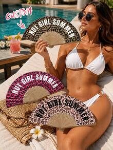 Customized New Leopard Print Folding Fan, Portable Handheld Fan, Suitable For Dance, Photography, Travel And Daily Use, Summer, Holiday - Multicolor - View 3