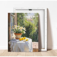 1pc Canvas Wall Art, Framed Wall Art, Lemon And Daisy Still Life Art, French Country Kitchen Wall Decor, Bright Summer Art, Rustic Style Decorative Painting, Elegant Wall Decor, Floral Home Decor Painting, Spring Decor, Rustic Style Home Decor, Modern Home Decor, Room Decor, Aesthetic Poster, Dorm Decor, Bedroom Decor, Living Room Decor, Bathroom Decor, Kitchen Decor, Spring Decor, Mother's Day Gift - Multicolor - View 4
