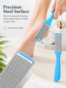 Double-Sided Stainless Steel Foot File, Foot Callus Removal Tool, Metal Foot File For Removing Rough Skin And Dead Skin, Heel Scraper Foot Care Tool, Professional Foot Care Supplies, Suitable For Home Spa, Manicure And Foot Care Accessories - Multicolor - View 4