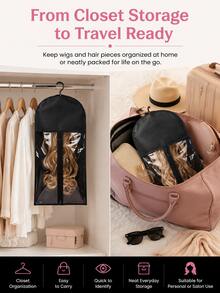 Wig Storage Bag, Portable Wig Storage Bag With Plastic Hook, Dust-Proof And Moisture-Proof, Wig Hook, Convenient For Storage And Travel - View 8