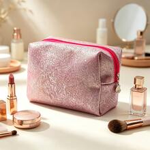 1pc Glitter Octagonal Makeup Bag, Travel & Business Trip Cosmetic Storage Bag, Women's Portable Makeup Organizer, Commute & Work Handheld Cosmetic Bag, Portable Clutch Bag For Personal Items - Pink - View 8