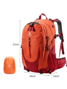 CAMEL CROWN Ransel Hiking Ringan untuk Aktivitas Luar Ruangan, Unisex, Ransel Perjalanan Kapasitas Besar, Cocok untuk Perlengkapan Hiking dan Panjat Tebing - Suzaku Merah - View 3